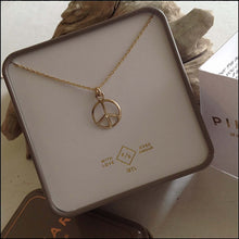 Load image into Gallery viewer, "One Love" Gold Filled Peace Sign Charm Necklace