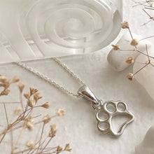 Load image into Gallery viewer, "Paws" Paw Print Pendant Necklace In Sterling Silver