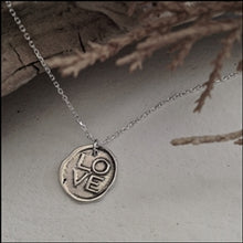 Load image into Gallery viewer, "L.O.V.E." Stamped Pendant Necklace in Sterling Silver