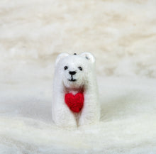 Load image into Gallery viewer, Polar Bear Felti with Red Heart