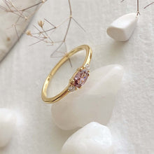 Load image into Gallery viewer, &quot;Cambridge&quot; Light Pink Baguette Ring in Gold Vermeil by Pika &amp; Bear
