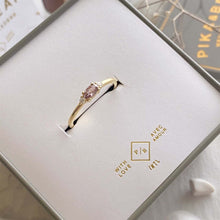 Load image into Gallery viewer, &quot;Cambridge&quot; Light Pink Baguette Ring in Gold Vermeil by Pika &amp; Bear
