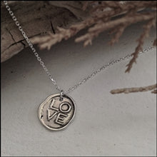 Load image into Gallery viewer, &quot;L.O.V.E.&quot; Stamped Pendant Necklace in Sterling Silver
