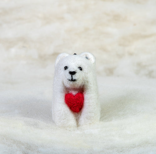 Polar Bear Felti with Red Heart