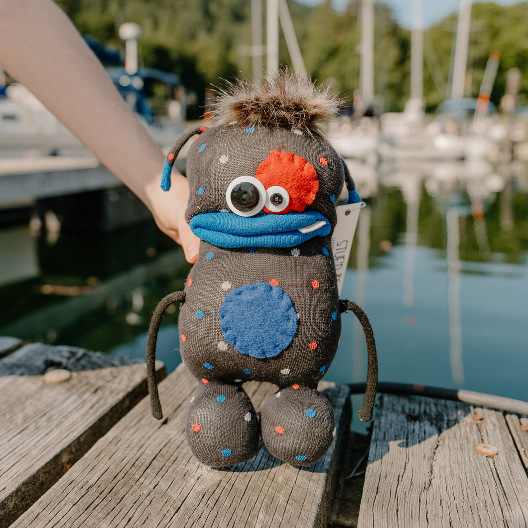 Navy Dotted Handmade Stuf'd Sock Monster