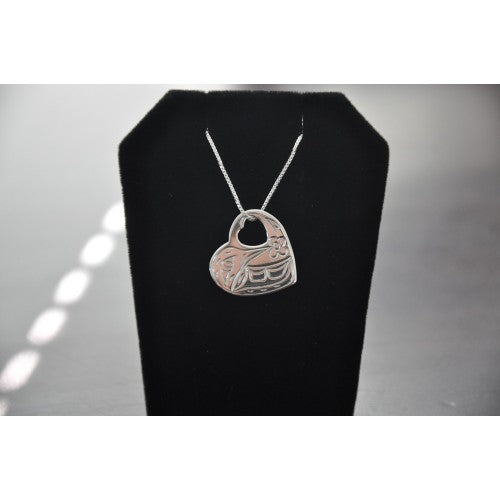 Silver Hummingbird Heart Necklace Handmade by Vincent Henson