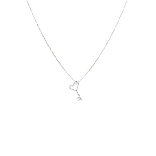 Key Heart Pendant Necklace Sterling Silver Laughing Sparrow: