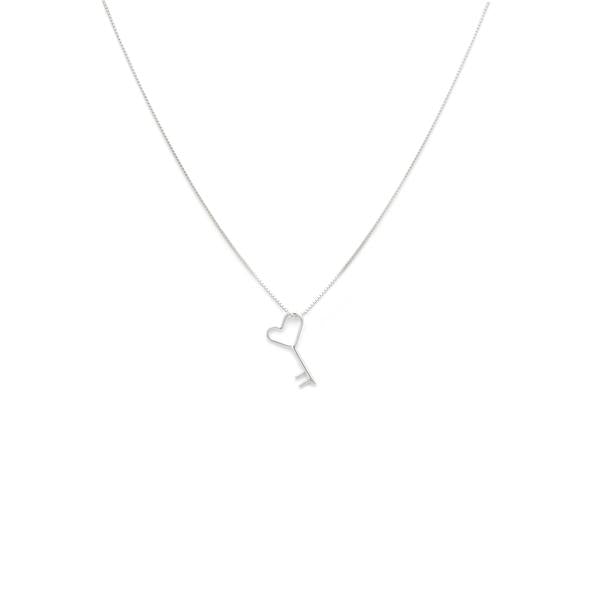 Key Heart Pendant Necklace Sterling Silver Laughing Sparrow: